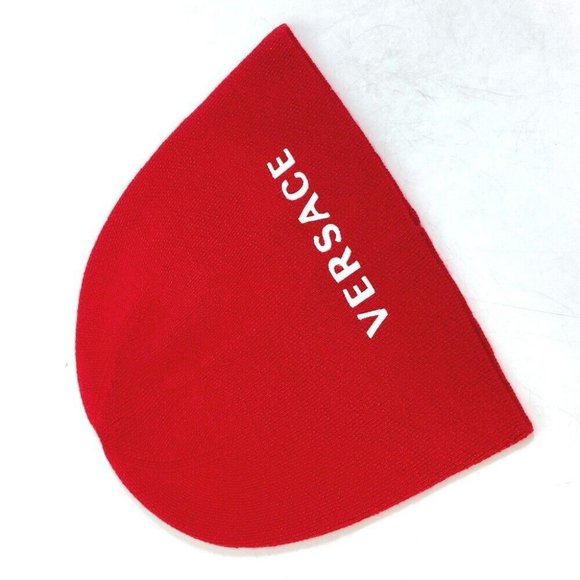 UNUSED VERSACE beanie knit cap hat Beanie Bicolor Knit hat wool Red/White main image 4